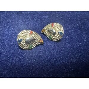 Avon Vintage 1986 Paisley Colors Clip On Earrings